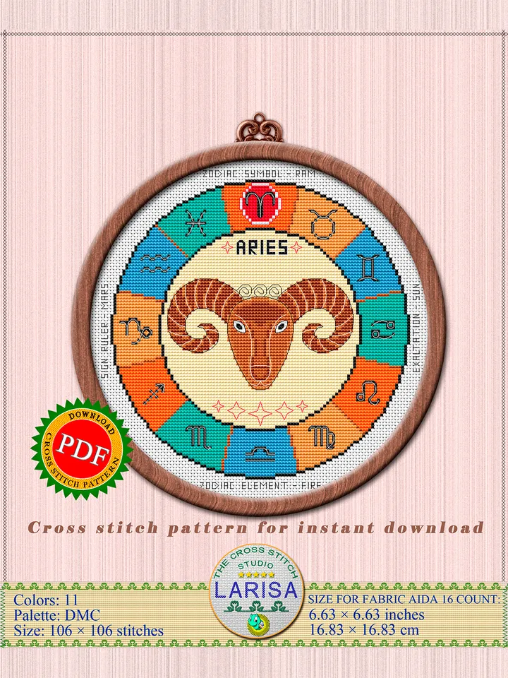 Aries Cross Stitch Pattern | Aries Zodiac Sign