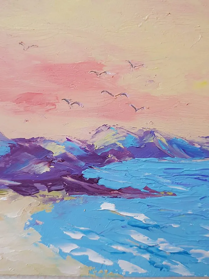 Beach Painting ACEO Original Art Seascape Wall Art Small Impasto Oil Painting