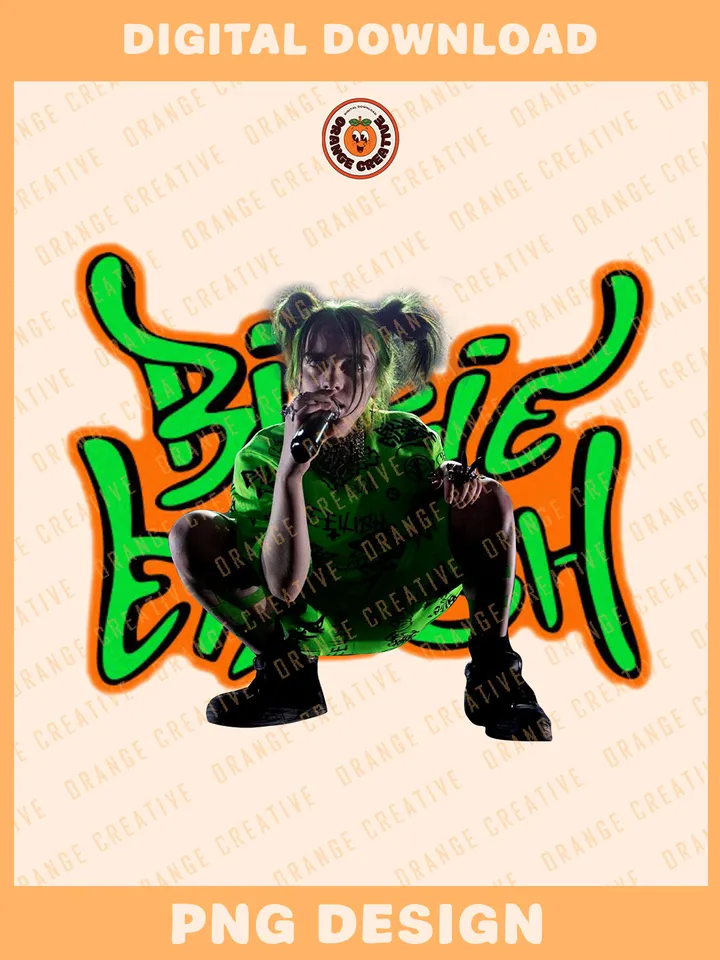 90s Bi.llie Eilish Singer Bootleg T-shirt PNG, 90s Bootleg Template, Graphic Bi.llie PNG Files, Custom Bootleg Music Tee, Digital Download