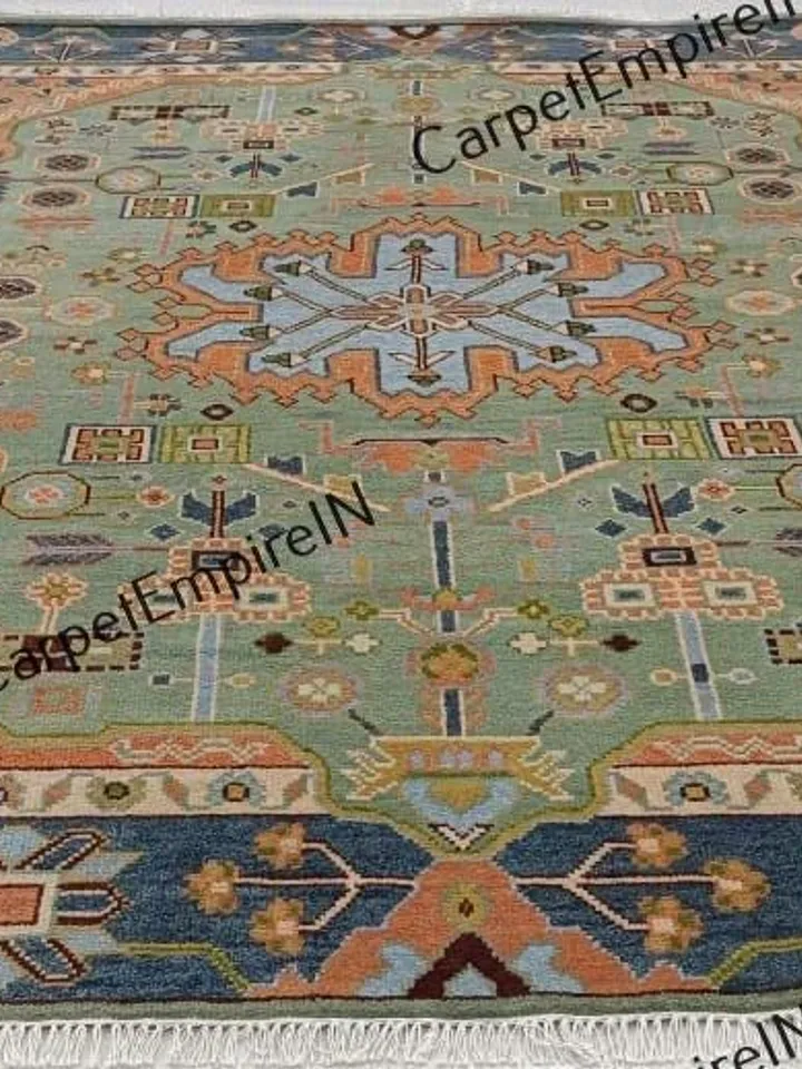 Exquisite Green Modern Oushak Hand Knotted Rug 4x6, 5x8, 6x9, 8x10, 9x12, 10x14 ft Handmade Rugs for Living Room - Antique Contemporary rug.