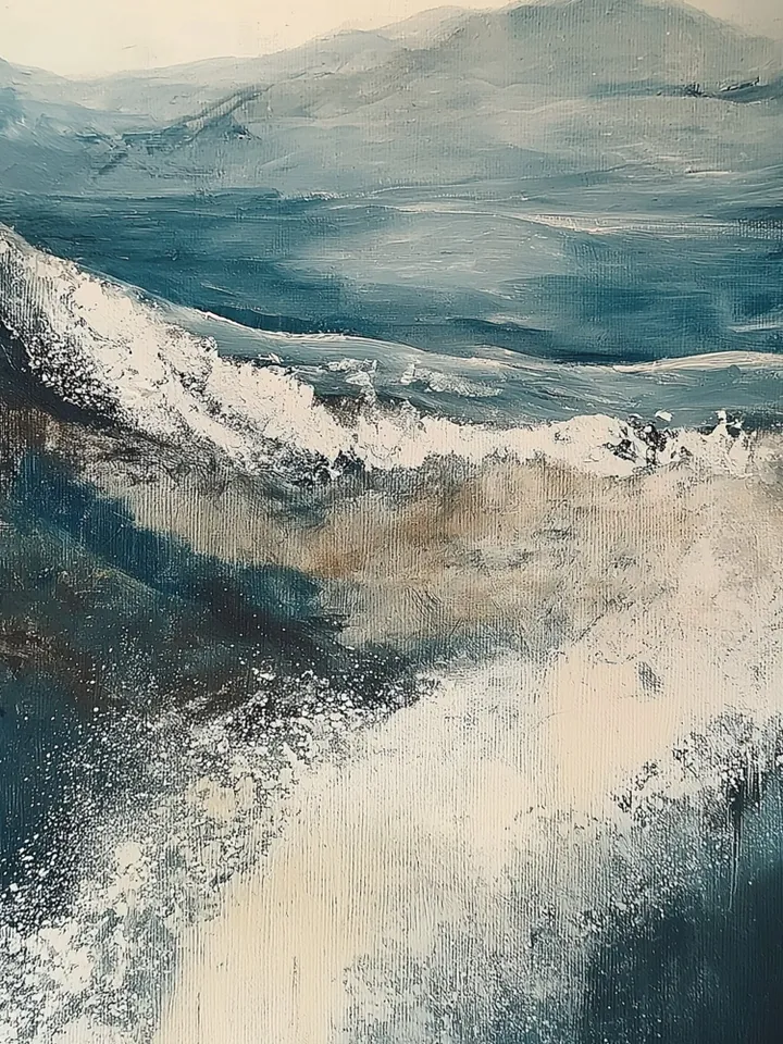 Original Grey Sea Oil Painting On Canvas, Abstract Waves Painting, Large Wall Art, Bedroom Living room Wall Decor, Custom Painting, Home Art