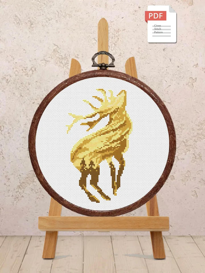 Deer Cross Stitch Pattern, Animal Cross Stitch, Embroidery Deer, Watercolor Deer Silhouette Cross Stitch, Modern Cross Stitch #anm027