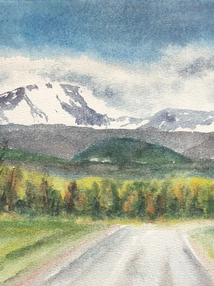 Road original watercolour painting hand painted modern painting wall art original artwork 8x11 inch