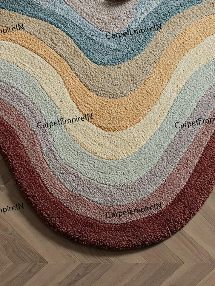 layered rug, Wavy Multicolor Area Rug, Modern Layered Carpet, Living room rug, bedroom rug, nursery decor, kids rug, 4x4,6x6,7x7,8x8,10x10..