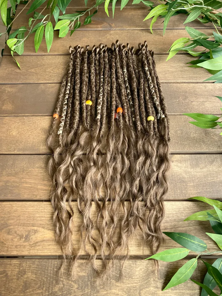Brown synthetic crochet curly Se dreads ready to ship