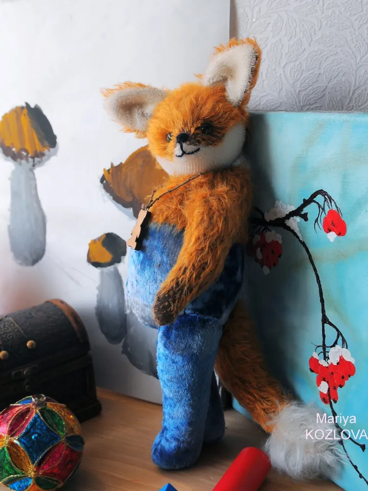 DIY Funny Fox in Pants PDF Pattern for 14" (36 cm) fully jointed stuffed toy teddy friend orange fox sewing pattern pdf