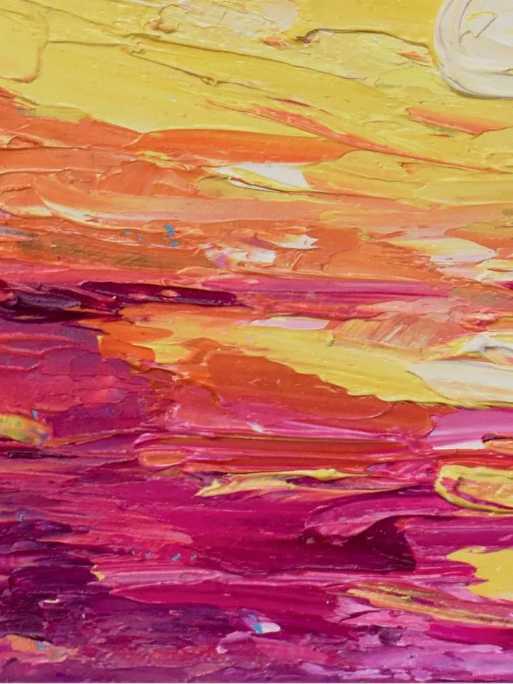 Abstract Seascape art Colorful Sunset small oil painting California coast original artwork 4 by 4 inch Beach art by Juliya JC