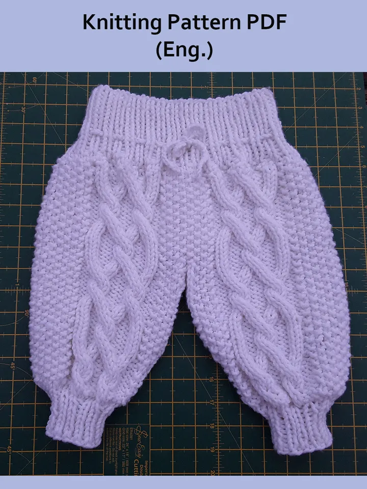 Knitted Baby Pants Pattern, Knitted Baby outfit, knitted baby clothes, knit newborn pants, knitting newborn outfit, baby gift, Knitting Pattern, PDF file in English