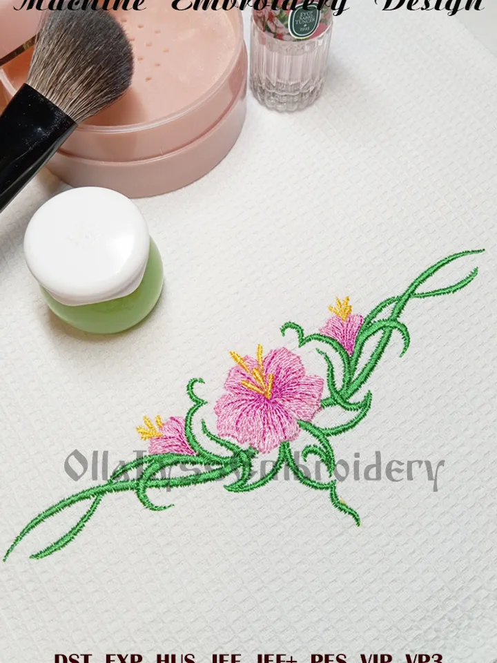 Hibiscus tattoo embroidery design - Free