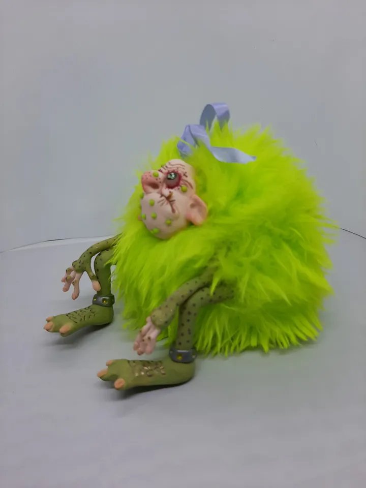 Green Troll handmade collectible decorating sculpture doll hallowee