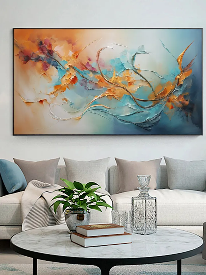 Original Framed Colorful Flowers Oil Painting On Canvas, Large Wall Art, Abstract Painting, Custom Painting, Living room Wall Art Home Decor
