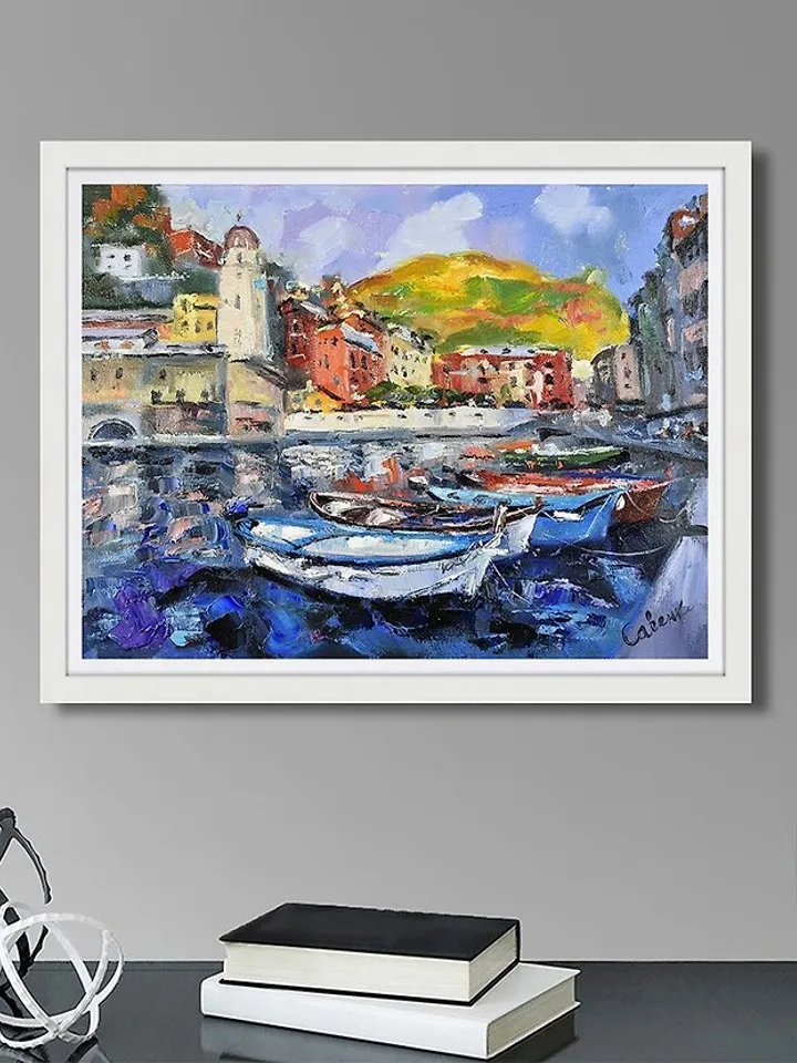 Italy Painting Italian Landscape Original Artwork Cinque Terre Impressionism