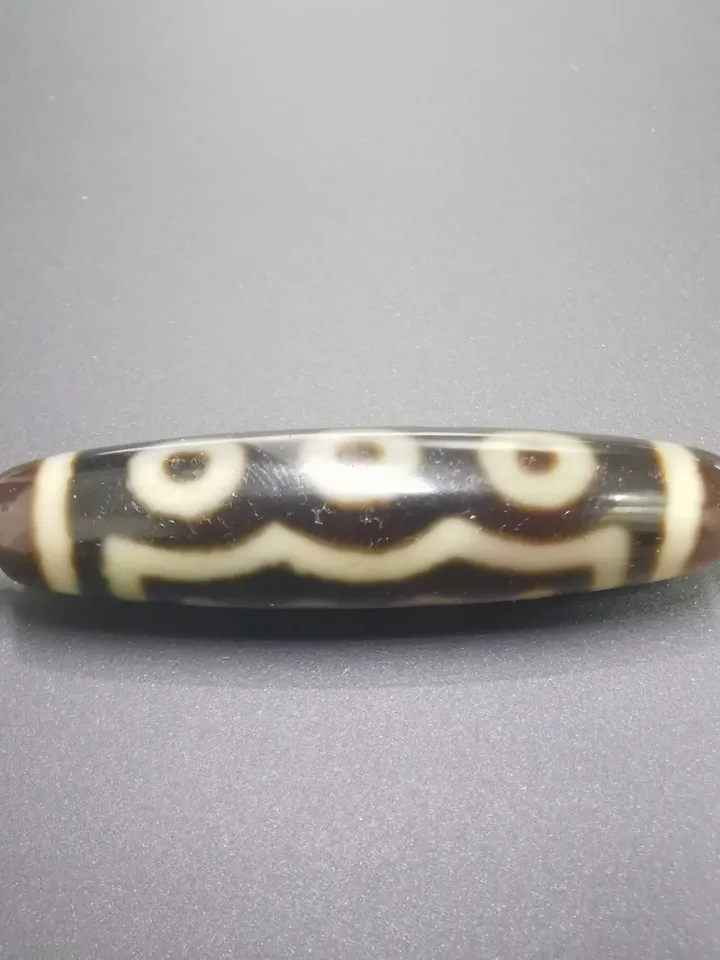Gandhanra Antique Tibetan Dzi Bead(30 Years Old),Unique 5 Eyed Zee Bead,Protective Amulet Bead,Attract Wealth and Good Luck