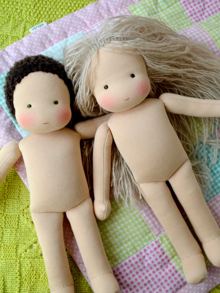 DIY classic Waldorf doll 13''/33cm tall. PDF pattern and tutorial. Patterns of doll clothes as bonus