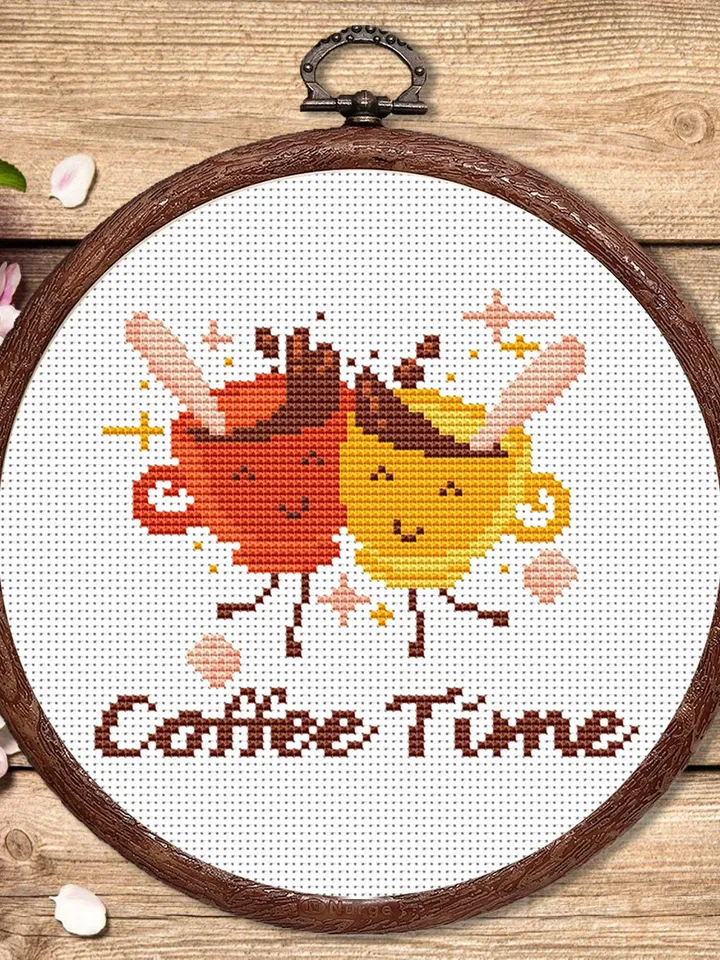 Coffee Time Cross Stitch Pattern, Kitchen Cross Stitch, Embroidery Coffee , Cup of Coffee Cross Stitch Pattern, Modern Cross Stitch #kt015