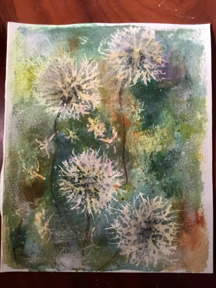Dandelion fields original watercolour painting,flowers watercolour painting,floral landscape,small painting gift,wall hanging decoration