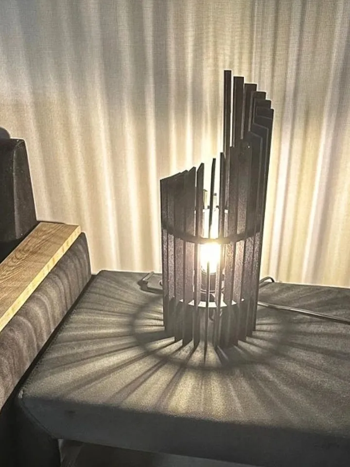 Wooden table lamp Black environmentally friendly wood — birch