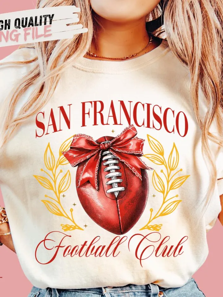 San Francisco Football Png, Coquette Football PNG, Football PNG, Football Team PNG, Football Sweatshirt, Football Red Team Football Club