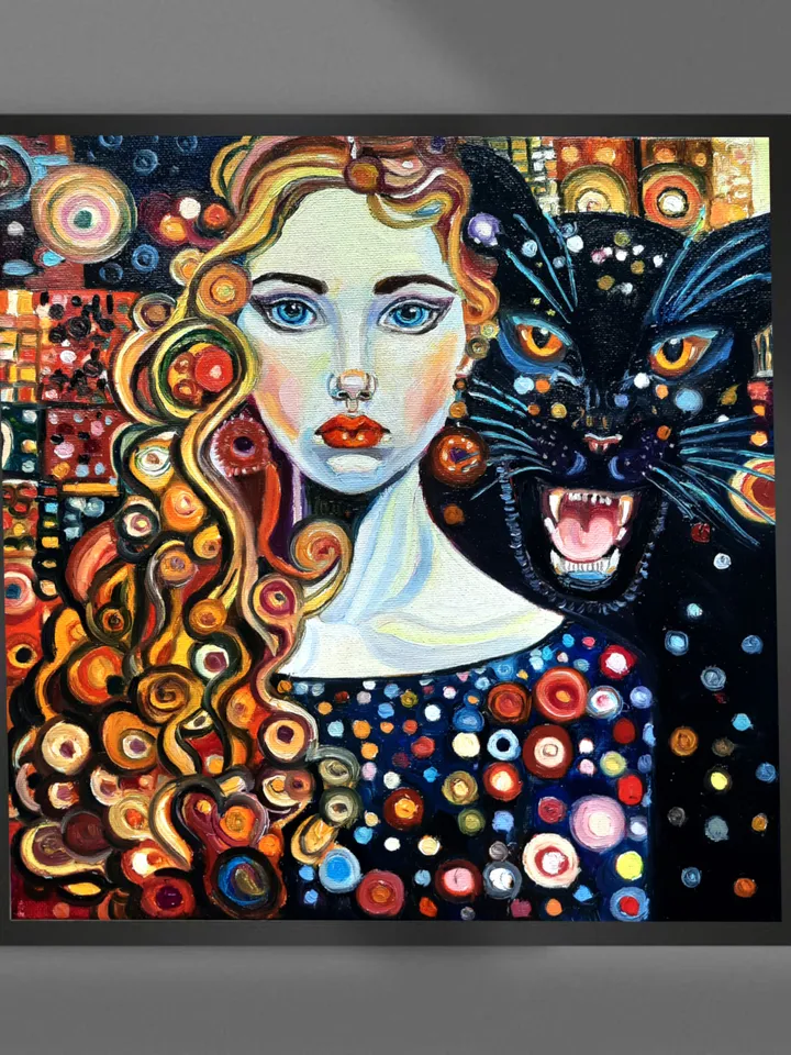 Girl with a cat Painting Original Oil Art
Oil on Canvas