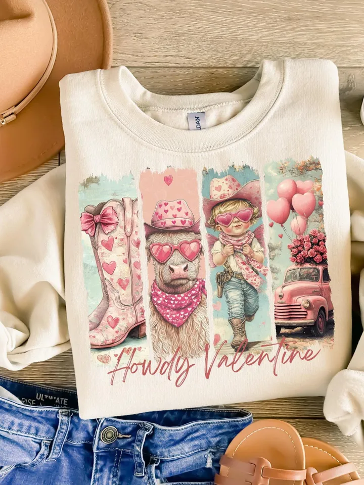 Howdy Valentine png, Highland cow png, Retro valentine png, Western Valentine png, Valentines Coquette Bow png, Pink Valentines png, Western