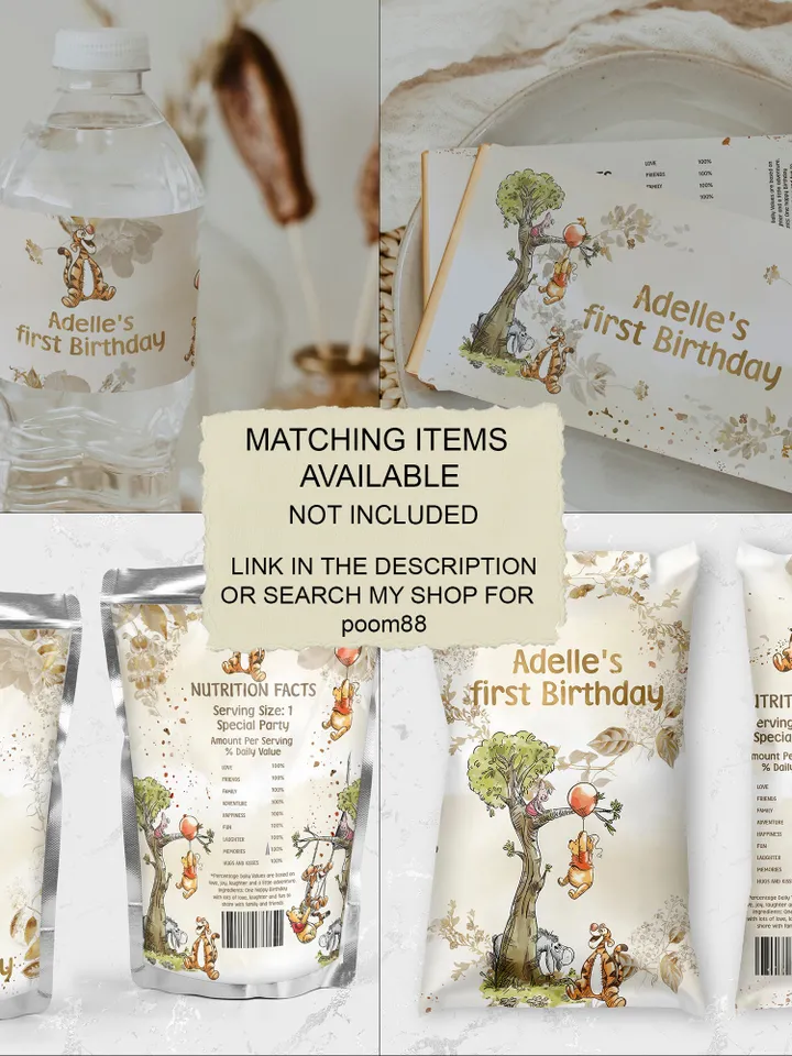 3rd Birthday Winnie the Pooh Inspired ; Classic Winnie Pooh Invitations; Neutral Winnie Pooh Turning three Winnie Pooh Birthday Party poom88
