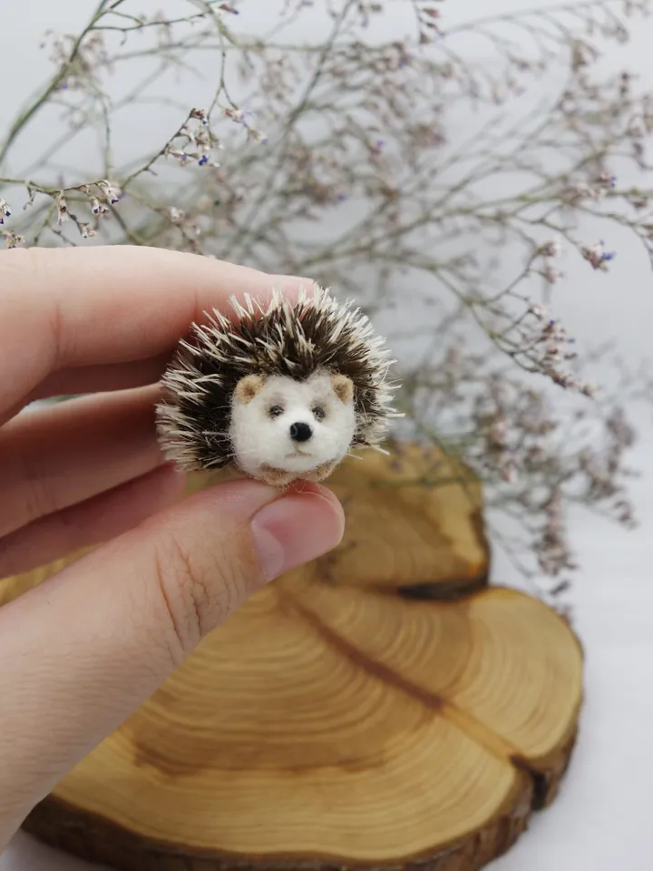 Button the hedgehog, miniature needle felted animal, made to order