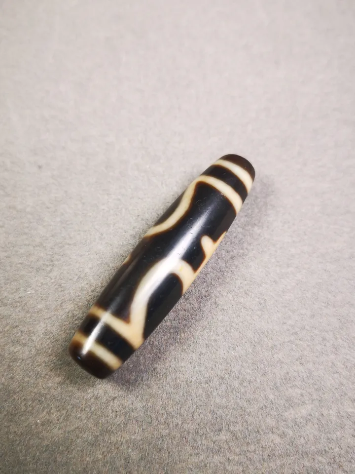 Gandhanra Antique Tibetan Dzi Bead, Ritual Vase Dzi Bead( 1.93" * 0.51"), Aquarius Dzi,Protective Amulet For Longevity
