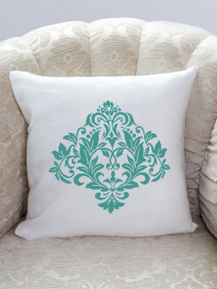 Floral damask ornament cross stitch pattern PDF download Flower mandala cross stitch chart, Damask pattern digital PDF, Floral scroll #M257
