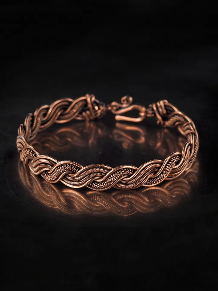 Woven copper wire bracelet Antique style handcrafted copper jewelry Unique gift