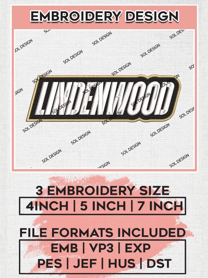 NCAA Lindenwood Team Writing Logo Machine Embroidery Design, NCAA Lindenwood Lions Team Design Design files, NCAA Team Embroidery Designs, NCAA Machine Embroidery Designs, Digital Download