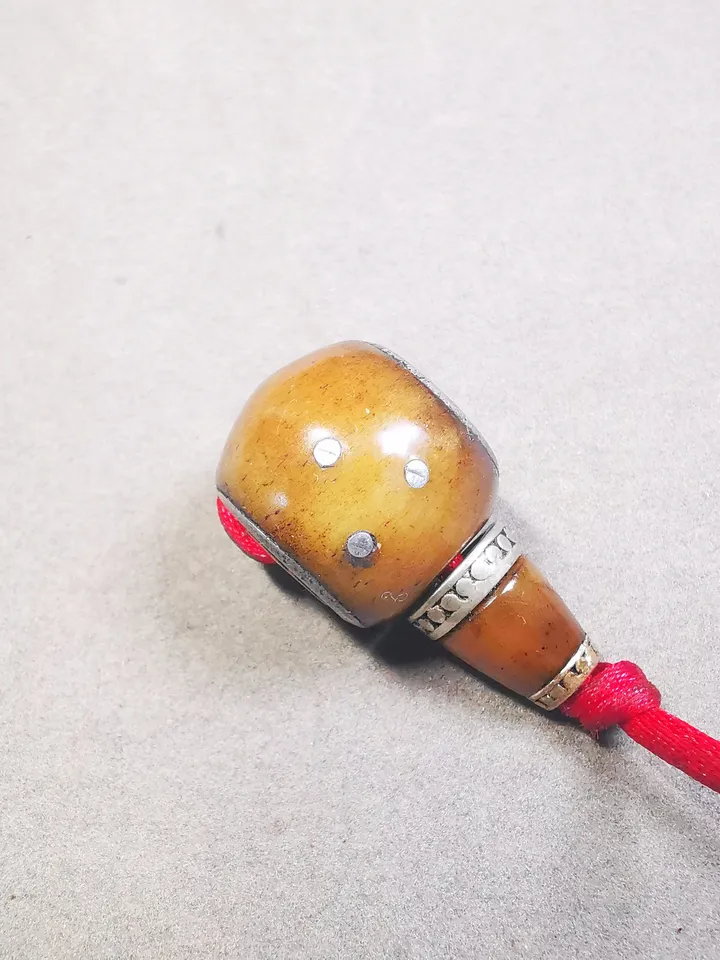 Gandhanra Tibetan Yak Bone Carved Guru Bead,Big Size T-drilled 3-Hole Prayer Bead,Mala Bead,Connector Bead for Buddhist Bead Accessories