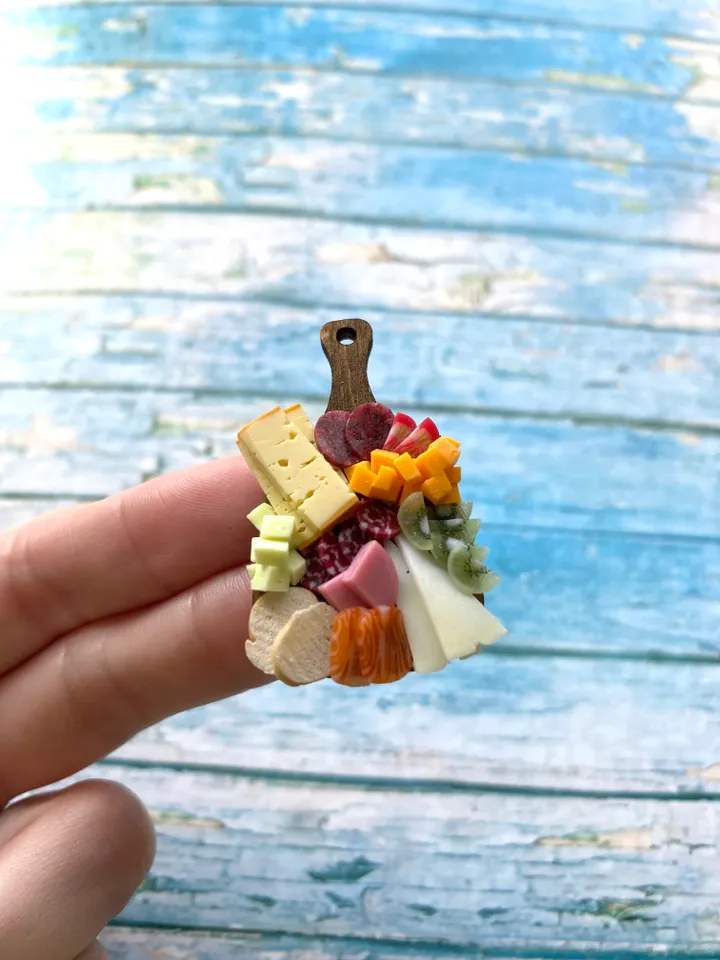 Magnet Miniature Cheese Charcuterie board with Polymer clay Souvenir