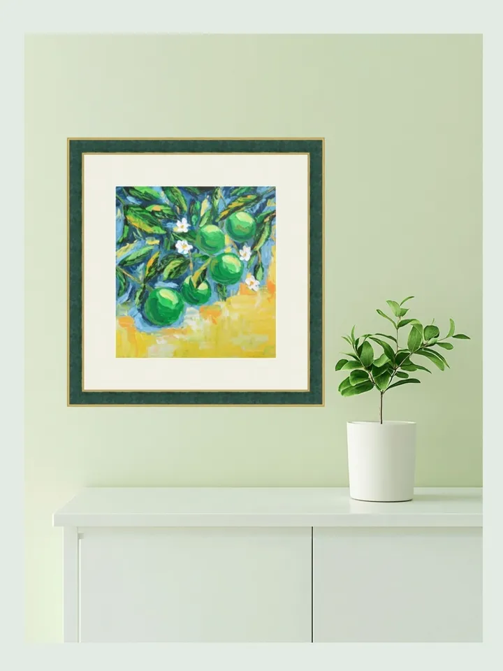 Original Oil Painting of a Green Lime - Stunning Palette Knife Artwork Showcasing Freshness and Texture Charming Miniature Art