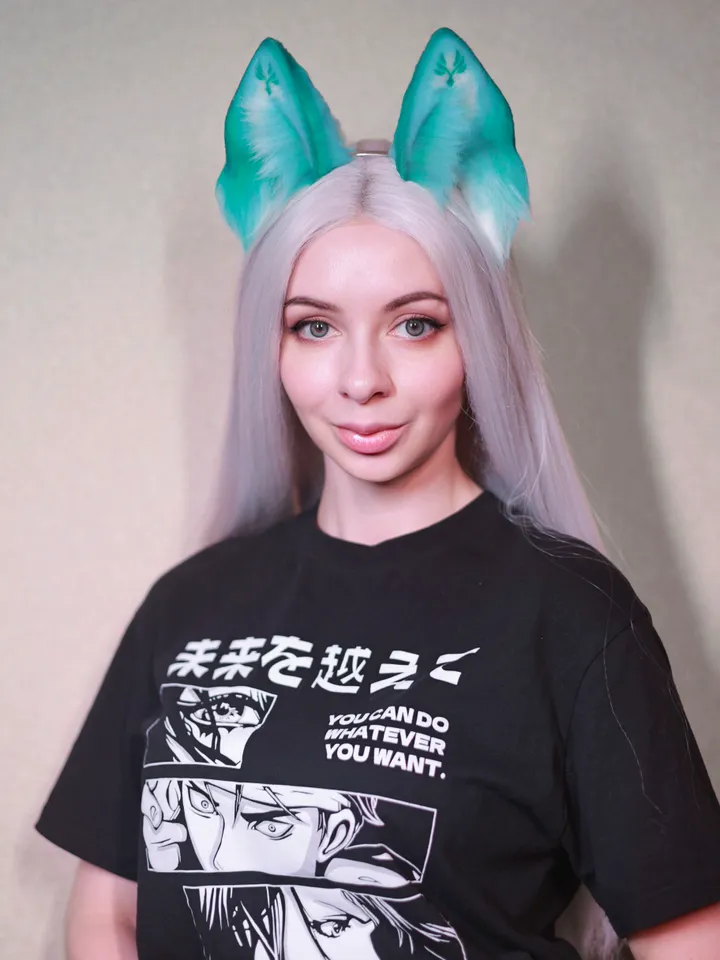 Anemo Genshin Impact faux fur cat ears on headband