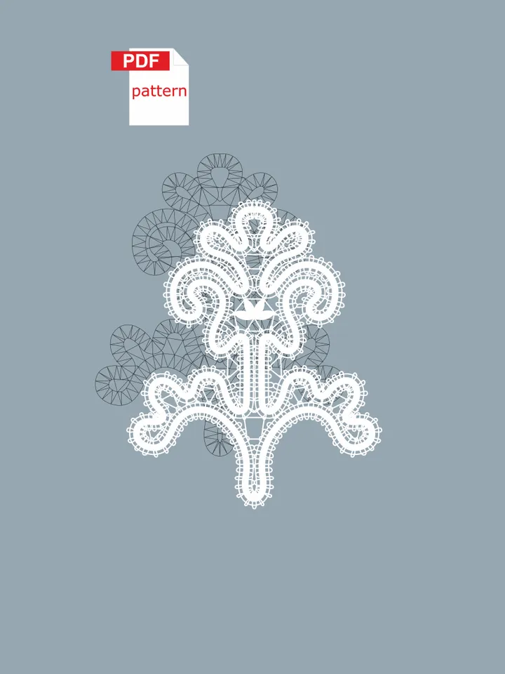 Bobbin lace Pattern Flower Ornament Printable PDF pattern