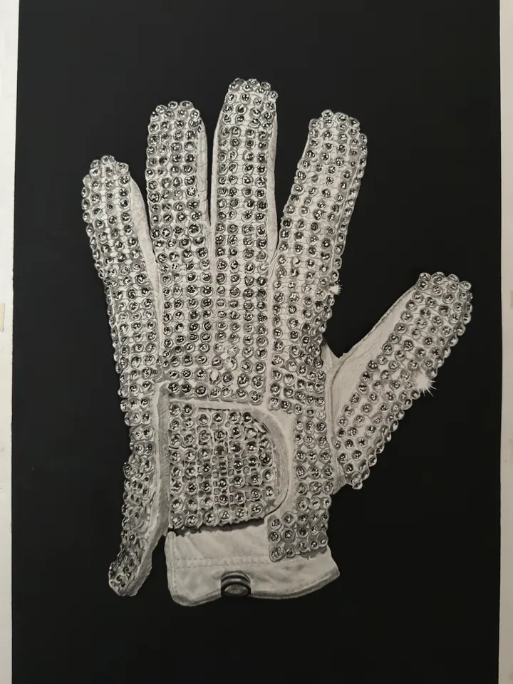 “Michael Jackson's glove” №1 painting/handmade, pencil and charcoal from 4pieces“ art collection 3