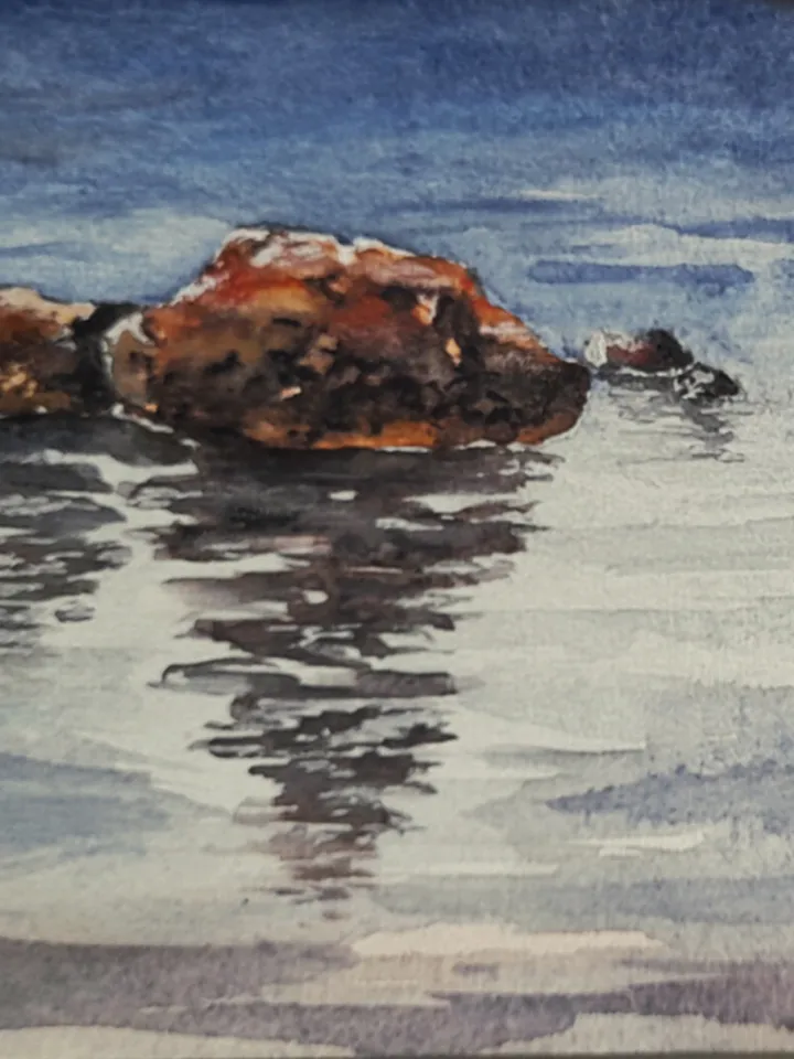 Coastal stones. Sea voyages watercolor series