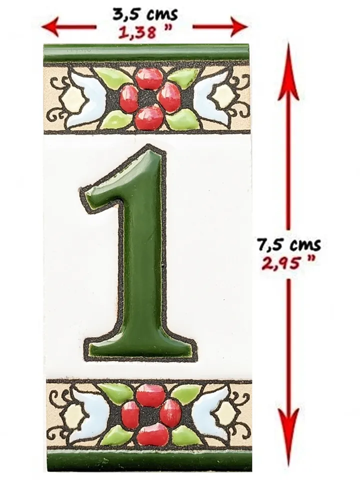 Ceramic letters and numbers 7.5cm. (3") for the wall - Hand-glazed in Spain - "ESCUDILLER-Verde" models - Ceramic letters number -