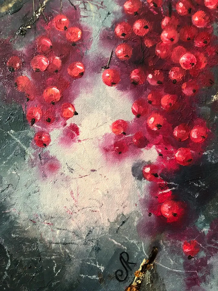 Fruits Original Painting Berries Oil Wall Art Still Life Kitchen Fruits Painting