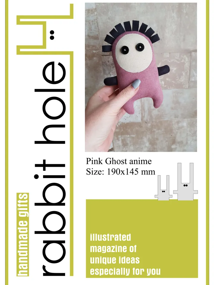Pink ghost sewing pattern PDF, halloween doll diy, Digital tutorial in english