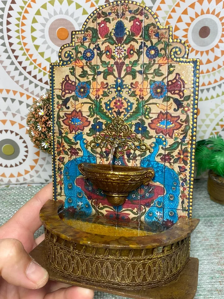 Fountain wall for a doll house. Doll mini. 1:12. Fountain for the puppet garden.