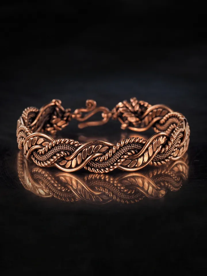 Woven copper wire bracelet Antique style handcrafted copper jewelry Unique gift
