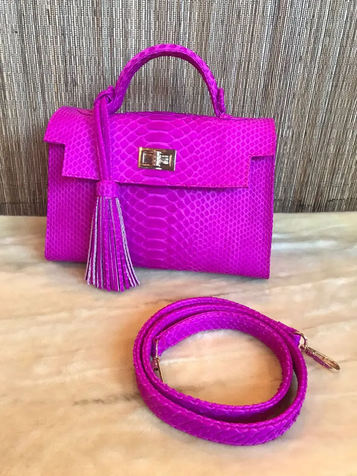 Top handle hot pink classy genuine python skin bag | exotic leather bags | Elegant women purse | snake skin bag | designer leather bag