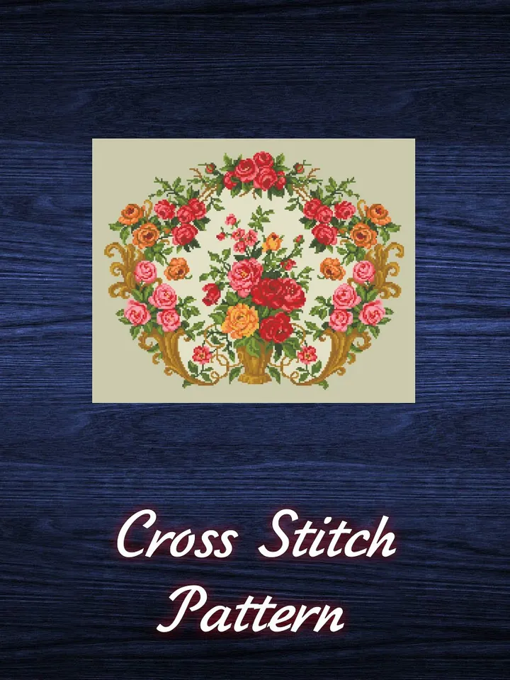 Antique Cross Stitch Pattern Antique Bouquet Counted Digital Download PDF