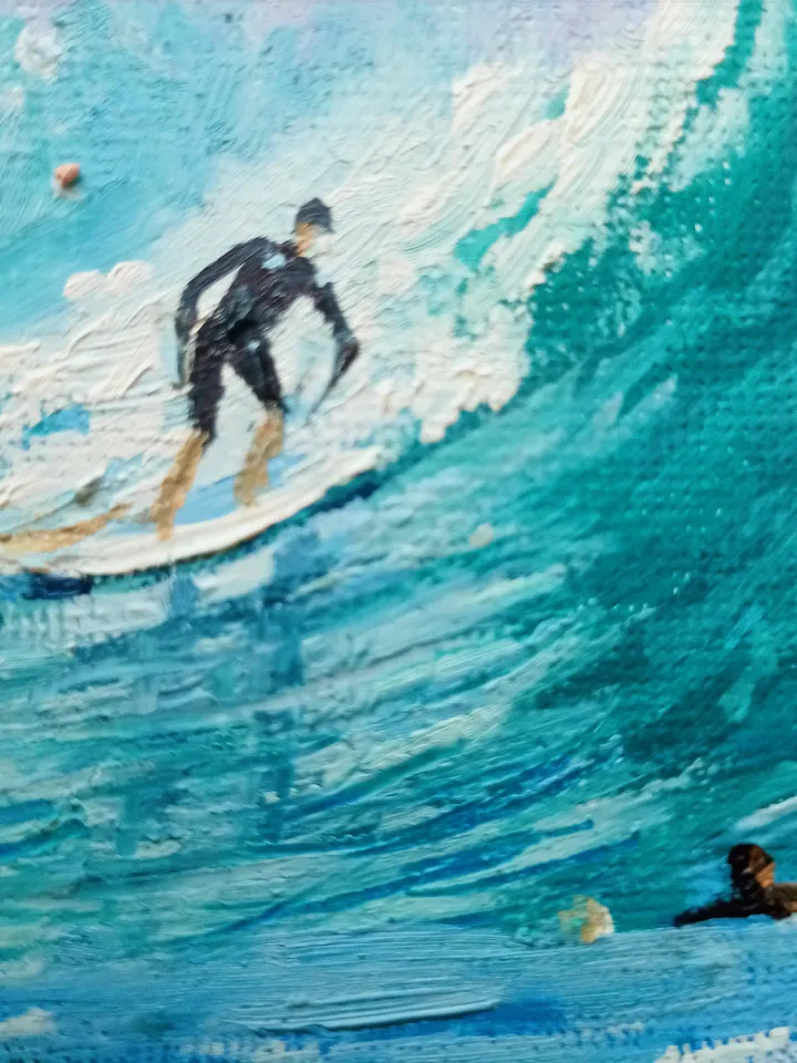 Ocean painting,waves,surfing,nautical oil painting blue wave mundane ocean art triptych gift,Small art as a gift, transparent wave Gifts art