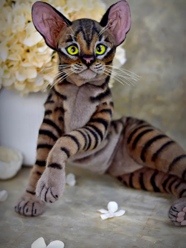 Realistic Stuffed Cat Toy - Portrait of a Domestic Plush Toy - Stuffed Cat - OOAK - Kitty