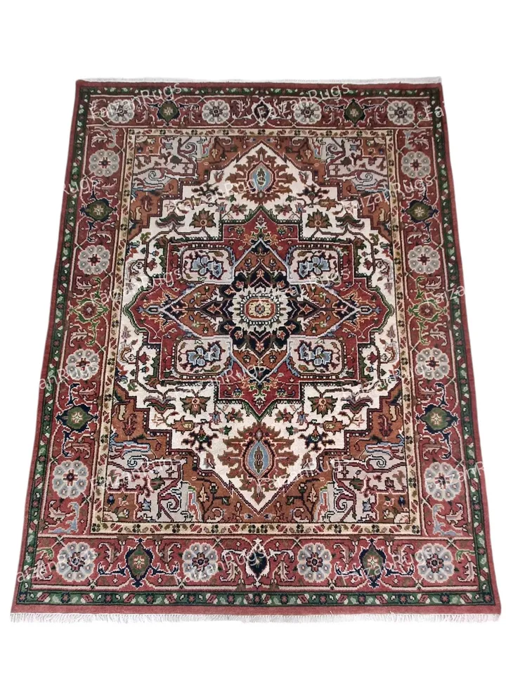 9x12 Antique Serapi Rug Hand Knotted Heriz Rug Handmade Soft Wool Rug Red and Blue Area Rug Living Bedroom Hall Custom Rug 8x10 10x14 12x15.