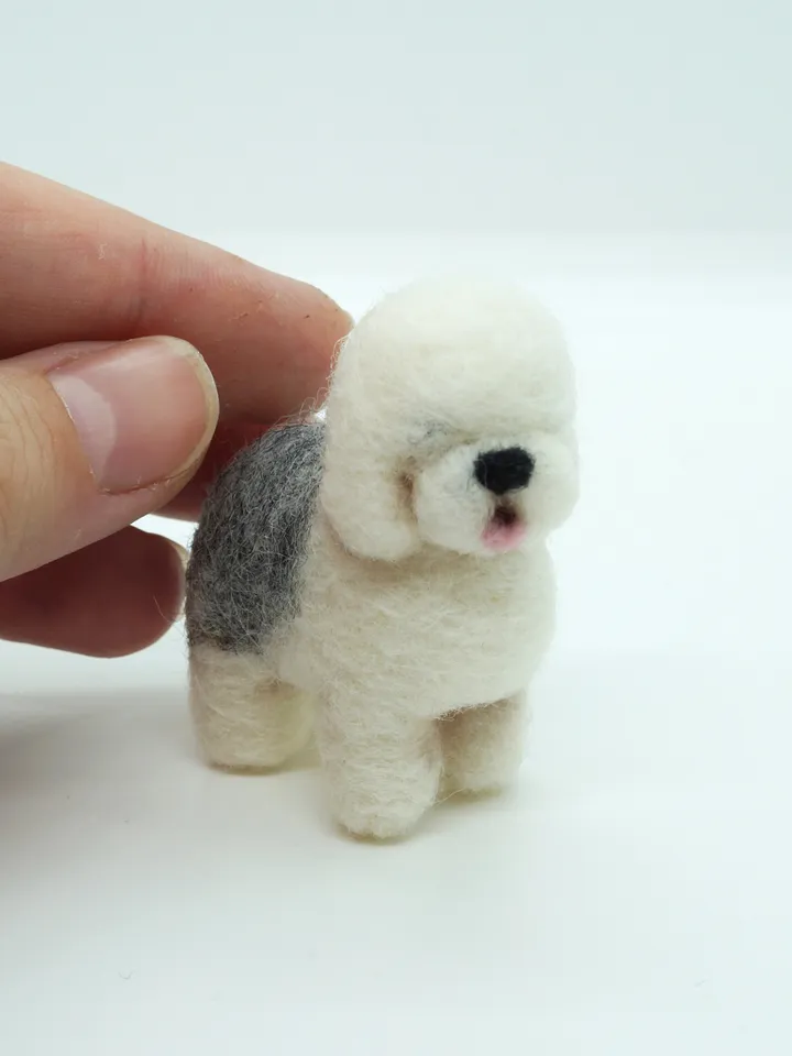 Miniature old English sheepdog, needle felted dog, pet portrait, made to order