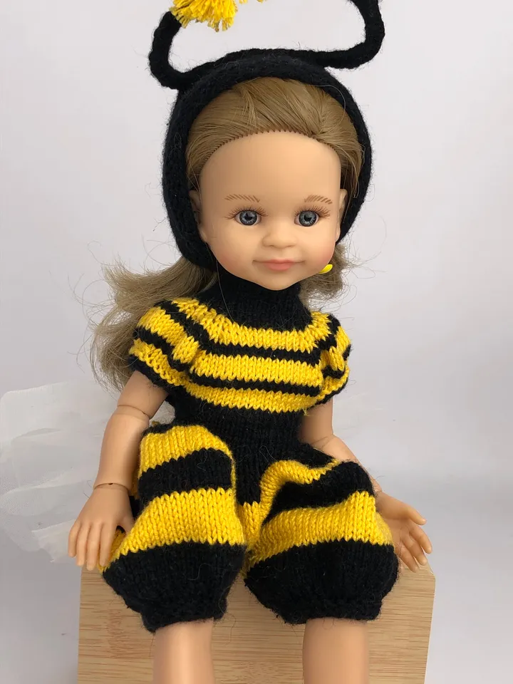 Paola Reina Doll Bee Costume Set: Exclusive Handmade Outfit - Jumpsuit, Wingsm Bee- hat, Shoes