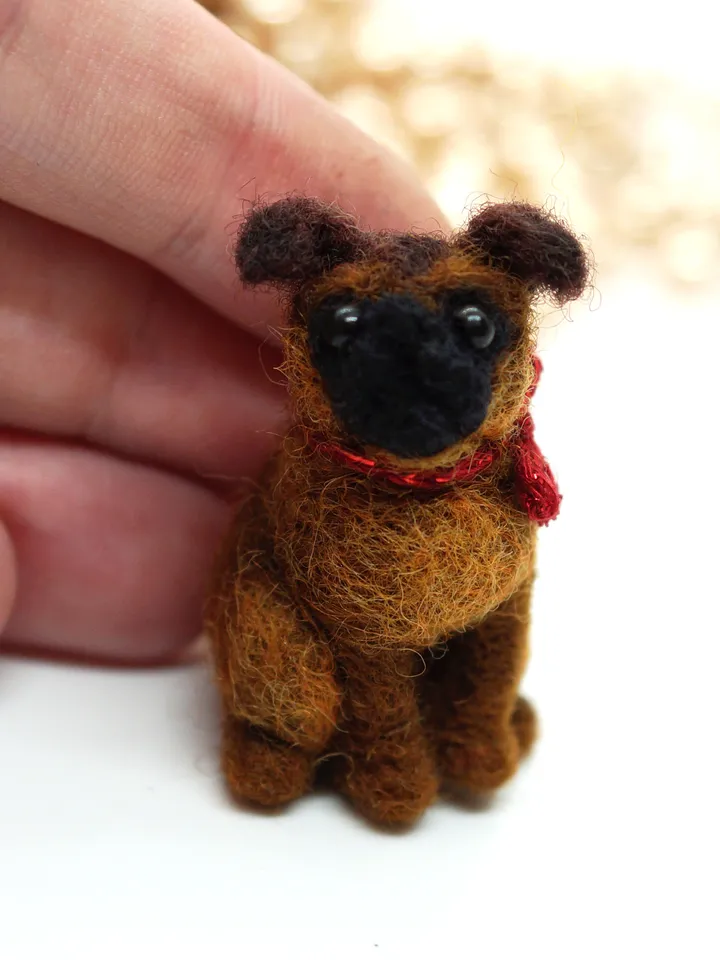 Needle felted Brussels Griffon miniature, pet portrait, tiny dog
